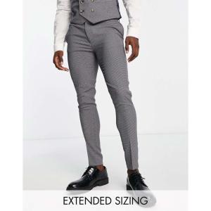 エイソス (ASOS DESIGN) メンズ スラックス ボトムス・パンツ Wedding Super Skinny Suit Trousers In Birdseye Texture In Tan (ブラウン)｜nul-select