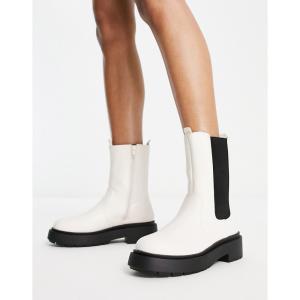 ニュールック (New Look) レディース ブーツ シューズ・靴 High Ankle Pull On Chelsea Boot In Off White (オフホワイト)｜nul-select