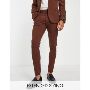 エイソス (ASOS DESIGN) メンズ スラックス ボトムス・パンツ Super Skinny Suit Trousers In Brown (ブラウン)｜nul-select