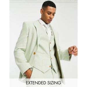 エイソス (ASOS DESIGN) メンズ スーツ・ジャケット アウター Super Skinny Wool Mix Suit Jacket In Dusky Green Twill (ライトグリーン)｜nul-select