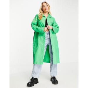 モンキ (Monki) レディース コート アウター Collared Coat In Bright Green - Mgreen (ブライトグリーン)｜nul-select
