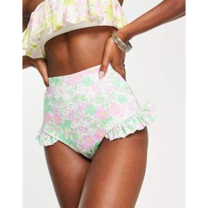 エイソス (ASOS DESIGN) レディース ボトムのみ 水着・ビーチウェア Mix And Match Frill High Waist Bikini Bottom In Mixed Ditsy Floral Print ()｜nul-select