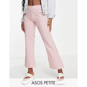 エイソス (ASOS DESIGN) レディース ボトムス・パンツ Petite Casual Flare Trousers In Pink Check (ピンクチェック)｜nul-select