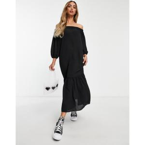 エイソス (ASOS DESIGN) レディース ワンピース ワンピース・ドレス Off Shoulder Trapeze Maxi Dress With Pephem In Black (ブラック)｜nul-select