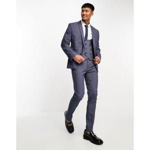 エイソス (ASOS DESIGN) メンズ スーツ・ジャケット アウター Wedding Skinny Suit Jacket In Dark Blue Micro Texture (ダークブルー)｜nul-select