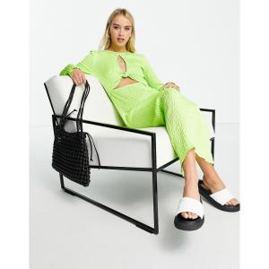 トップショップ (Topshop) レディース ワンピース ワンピース・ドレス Long Sleeve Midi Dress With Knot Front In Lime (ライム)｜nul-select