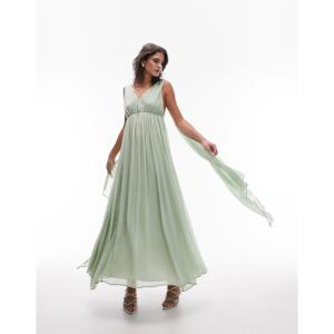 トップショップ (Topshop) レディース パーティードレス ワンピース・ドレス Godess Gown Occasion Maxi Dress In Sage (セージ)｜nul-select