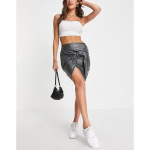 アイソウイットファースト (I Saw It First) レディース ミニスカート スカート Leather Look Wrap Style Mini Skirt In Khaki (カーキ)｜nul-select