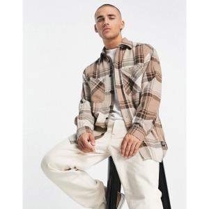 ドクターデニム (Dr Denim) メンズ シャツ トップス State Check Overshirt In Brown (ブラウン)｜nul-select