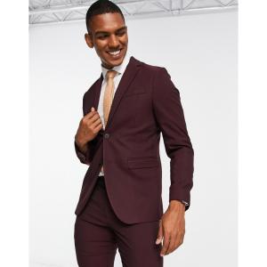 ニュールック (New Look) メンズ スーツ・ジャケット アウター Skinny Suit Jacket In Burgundy (ダークバーガンディ)｜nul-select