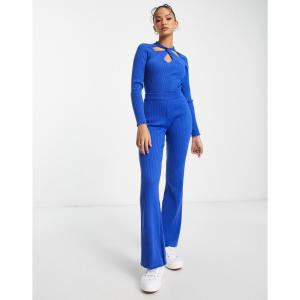 ニュールック (New Look) レディース ニット・セーター トップス Co-Ord Ribbed Cut Out Halter Knitted Jumper In Blue (ブルー)｜nul-select