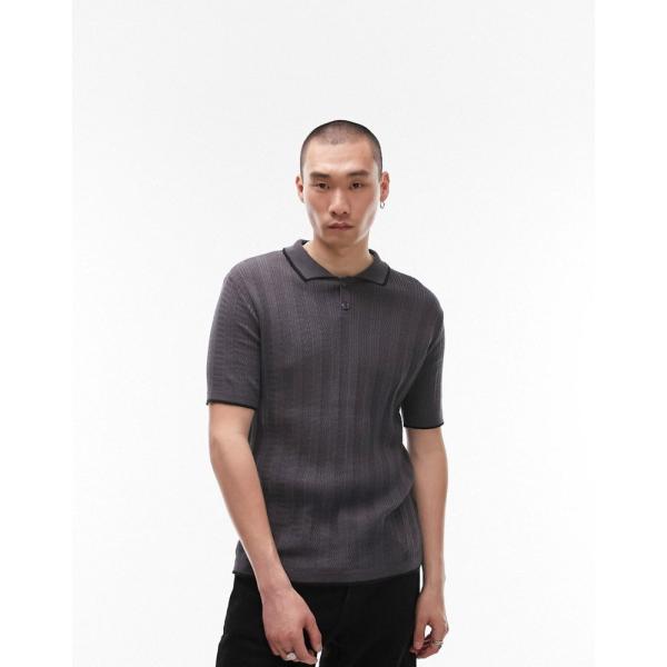 トップマン (Topman) メンズ シャツ トップス Knitted Stripe Polo Wi...