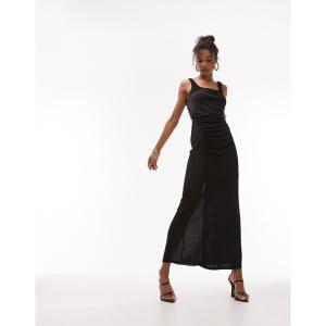 トップショップ (Topshop) レディース ワンピース ワンピース・ドレス Ruched Slinky Jersey Column Dress In Black (ブラック)｜nul-select