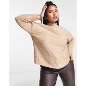 ニュールック (New Look Plus) レディース ニット・セーター トップス New Look Curve Cable Roll Neck Jumper In Camel (キャメル)｜nul-select