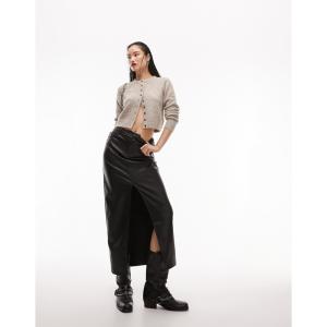 トップショップ (Topshop) レディース ロング・マキシ丈スカート スカート Leather Look Denim Styled Maxi Skirt In Black (ブラック)｜nul-select