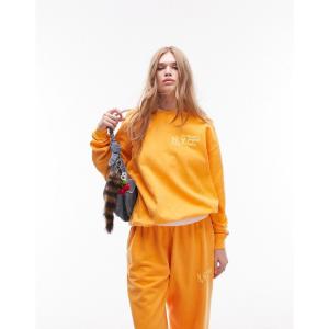 トップショップ (Topshop) レディース スウェット・トレーナー トップス Co-Ord Graphic New York Sweat In Orange (オレンジ)｜nul-select
