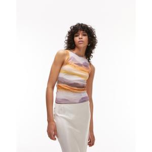 トップショップ (Topshop) レディース タンクトップ トップス Abstract Landscape Mesh Vest Top In Multi (マルチカラー)｜nul-select