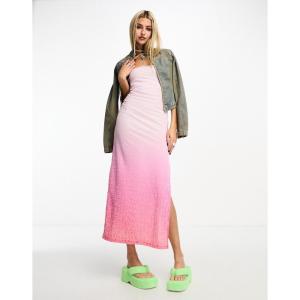 フィオルッチ (Fiorucci) レディース ワンピース ワンピース・ドレス Bandeau Midi Dress In Ombre Pink Monogram (ピンク)｜nul-select