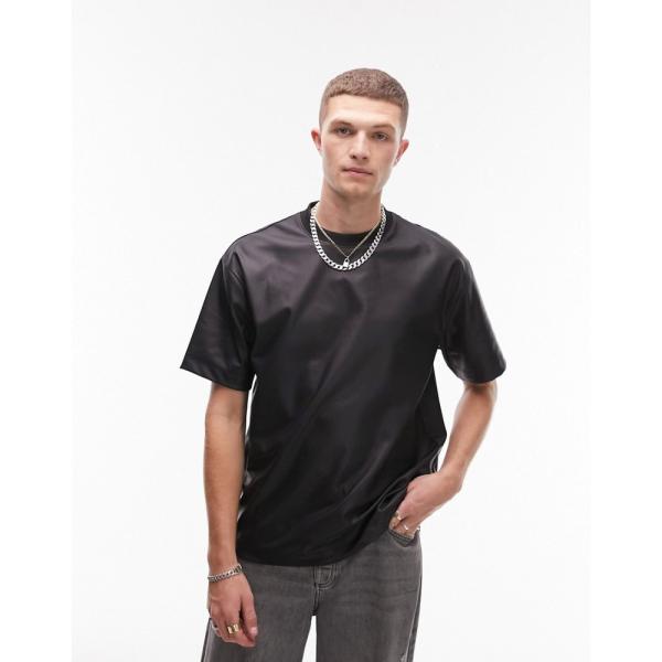 トップマン (Topman) メンズ Tシャツ トップス Oversized Faux Leathe...