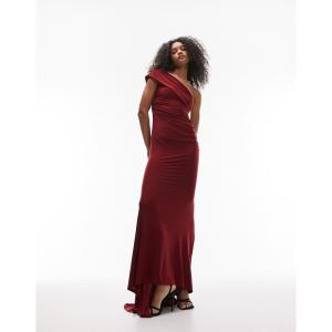 トップショップ (Topshop) レディース ワンピース ワンピース・ドレス Super Soft Shaping Draped One Shoulder Maxi Dress In Red (レッド)｜nul-select