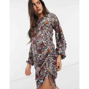 ヴェロモーダ (Vero Moda) レディース ボディコンドレス ワンピース・ドレス Bodycon Mini Dress With Ruching Detail In Mixed Floral (ミックスフローラル)