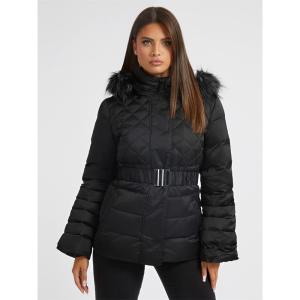 ゲス (Guess) レディース ダウン・中綿ジャケット アウター LAURIE JACKET (Black)｜nul-select