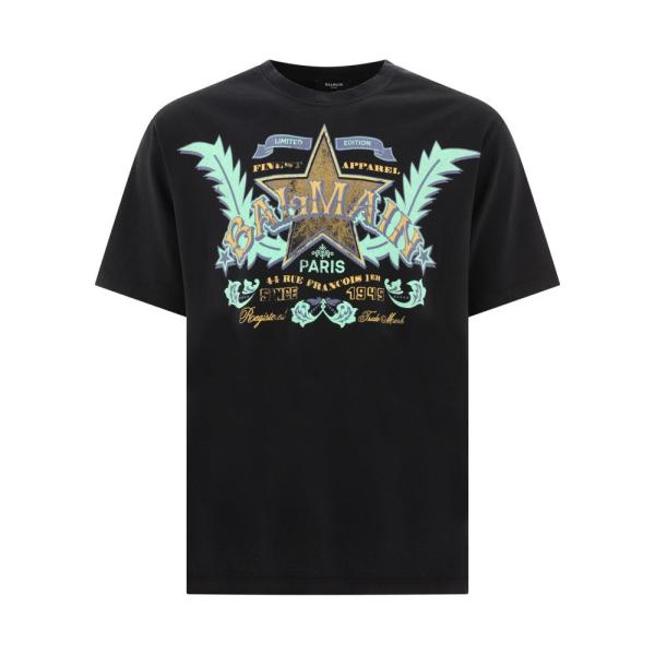 バルマン (Balmain) メンズ Tシャツ トップス Western T-Shirt (Blac...