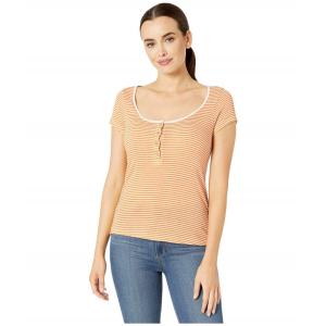 オルタナティヴ (Alternative) レディース Tシャツ トップス Eco Scoop Henley (Stay Gold Classic Stripe)｜nul-select