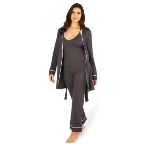 コサベラ (Cosabella) レディース パジャマ・上下セット インナー・下着 Bella Curvy Dd+ Cami Pants And Robe Set (Anthracite/Ivory)｜nul-select