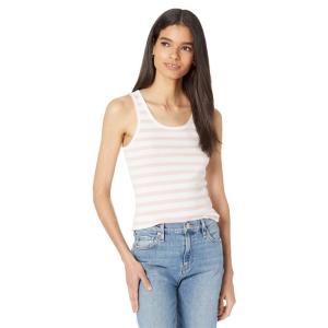 スリードッツ (Three Dots) レディース タンクトップ トップス Heritage Rib Rocker Stripe Tank (Peach Skin/White Stripe)｜nul-select