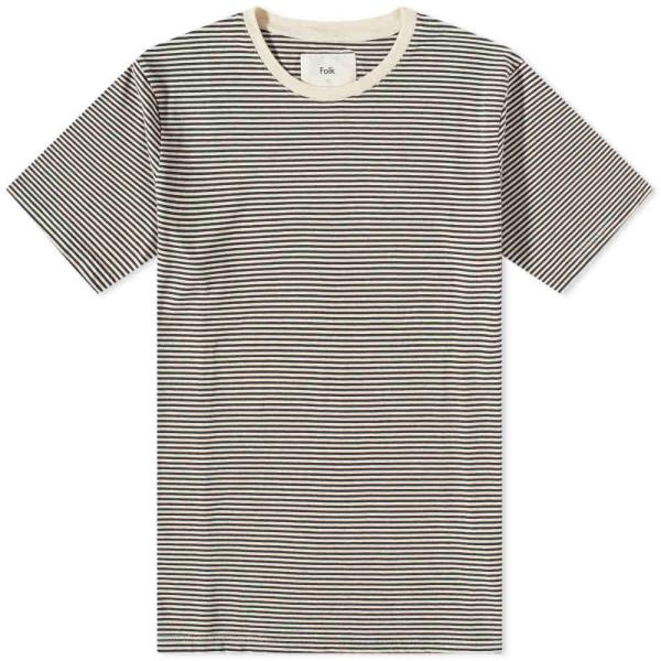 フォーク (Folk) メンズ Tシャツ トップス Stripe T-Shirt (Charcoal...