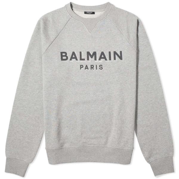 バルマン (Balmain) メンズ スウェット・トレーナー トップス Flock Logo Cre...