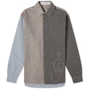 J.W.アンダーソン (JW Anderson) メンズ トップス Anchor Classic Fit Patchwork Shirt (Grey/Multi)｜nul-select