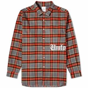 ユニフォームエクスペリメント (Uniform Experiment) メンズ シャツ トップス Gothic Logo Flannel Shirt (Grey)｜nul-select