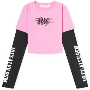 アリクス (1017 ALYX 9SM) レディース ベアトップ・チューブトップ・クロップド トップス Double Sleeve Crop T-Shirt (Pink/Black)｜nul-select