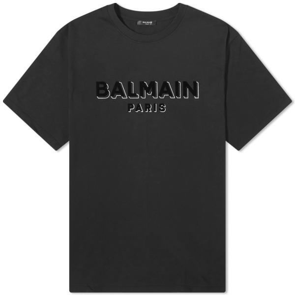 バルマン (Balmain) メンズ Tシャツ トップス Flock Logo T-Shirt (B...