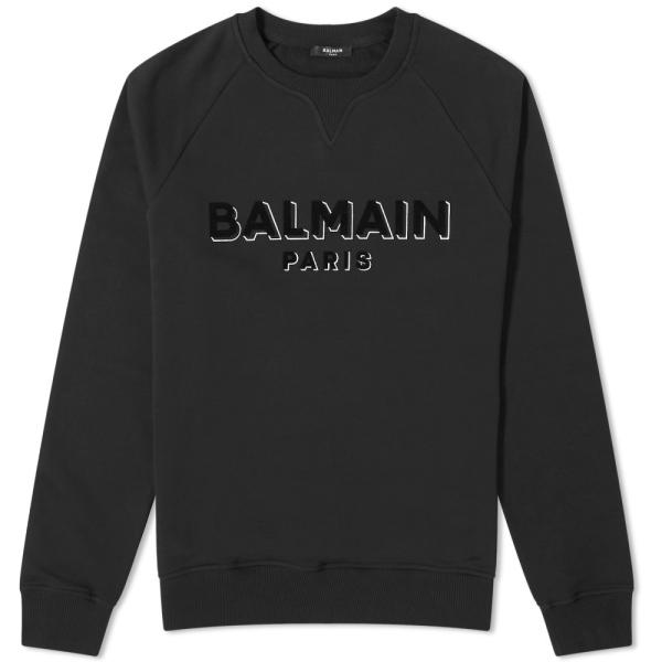 バルマン (Balmain) メンズ スウェット・トレーナー トップス Flock Logo Cre...