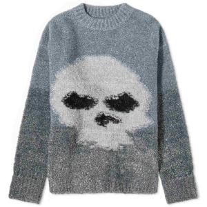 ERL メンズ ニット・セーター トップス Skull Knitted Crew Neck Jumper (Heather Grey)｜nul-select