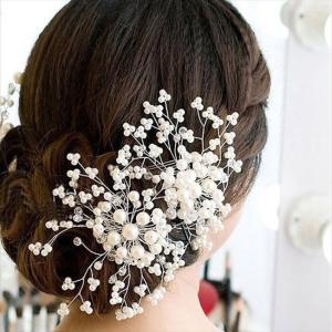 ヘッドドレス髪飾りヘアアクセサリーパール花ウェディング和装着物振袖結婚式ヘッドアクセサリーレディース髪留めフォーマルブライダルお呼ばれ｜numaqlo