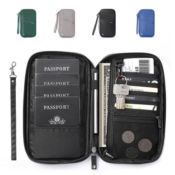 パスポートケース カード収納バッグ スキミング防止 ポーチ 財布 鍵 多機能ケース 軽量防水 海外旅...