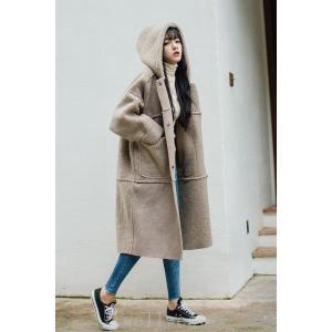 ピエスモンテ PIECE MONTEE フェイクムートンコート ロング丈 フード  