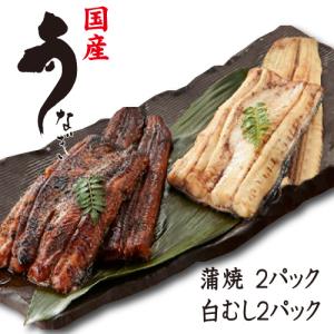 お値打ちサイズ蒲焼２・お値打ちサイズ白むし２　送料無料　国産うなぎ　白焼き　手焼き　冷蔵クール便