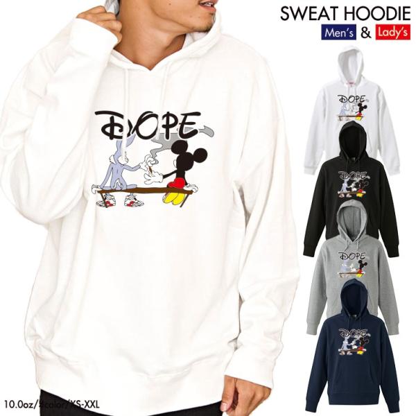 ストリート大人気ブランド パーカー BEST BAD DOPE ねずみっきー 煙草 葉っぱ マリファ...