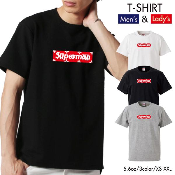 ストリート大人気 ブランド Tシャツ Superman コラボ パロディ ボックスロゴ オシャレ ト...