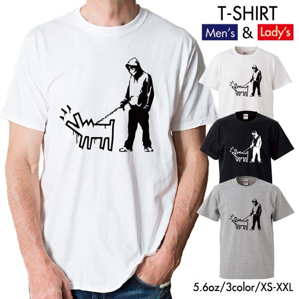 ストリート大人気ブランドTシャツ オリジナル バンクシー 散歩 犬 おしゃれ かわいい 外国風 ロゴ...