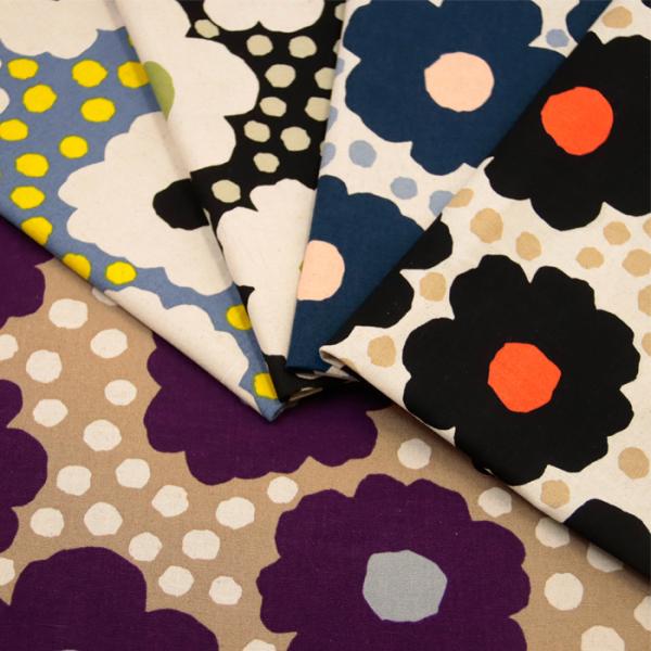 生地 布地 布 無料レシピ有 あられ 綿麻キャンバス生地  花柄 ドット柄 レトロ おしゃれ バッグ...