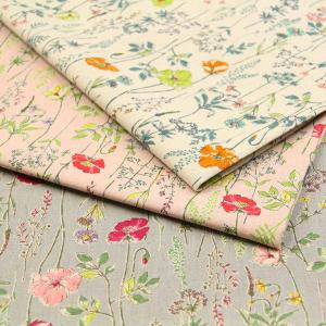 花の標本 綿麻キャンバス生地 ( ハンドメイド インテリア バッグ エプロン フラワー 花柄 ボタニカル ) 50cm単位