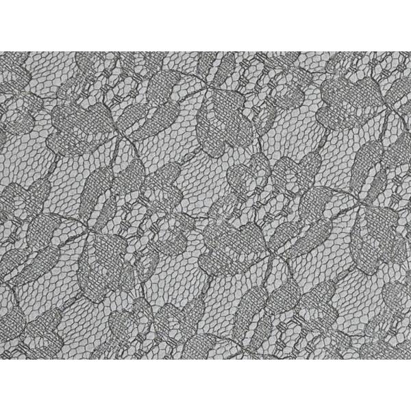 レース柄 合皮レザー生地【花柄レース模様 グレー】[LACE-03]