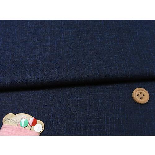 コットン生地・無地つむぎ風プリント(濃紺) 10cm単位 切り売り