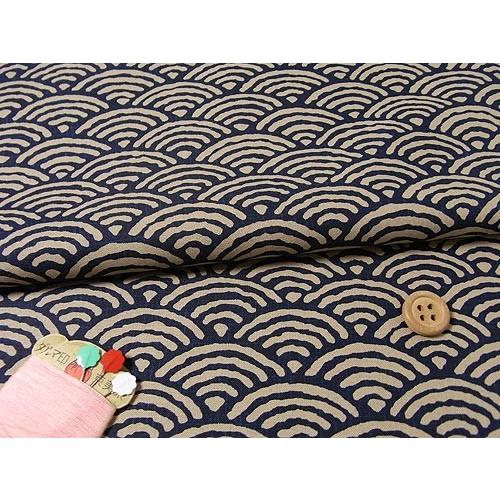 和柄コットン生地・濃紺地 青海波 10cm単位 切り売り